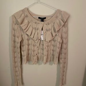 Tan ruffle cardigan/sweater
